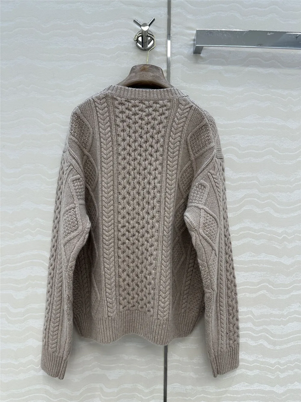 25 الخريف/الشتاء المرأة جولة الرقبة جودة عالية الثقيلة بلون الكشمير الصوف مزيج تنوعا عارضة السترة