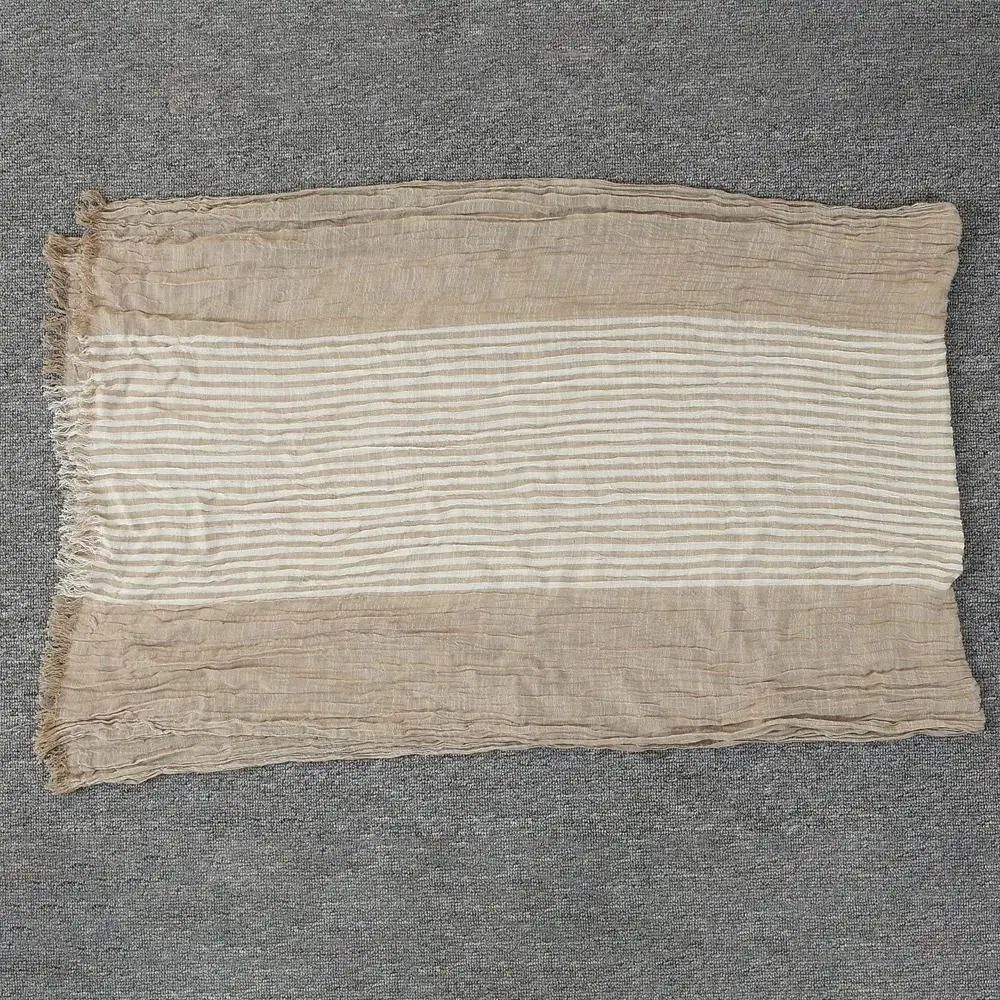 Écharpe en lin de coton teint en fil pour hommes, écharpes pour hommes à rayures douces, foulard rond, pompon chaud de la présidence, automne et hiver, haute qualité