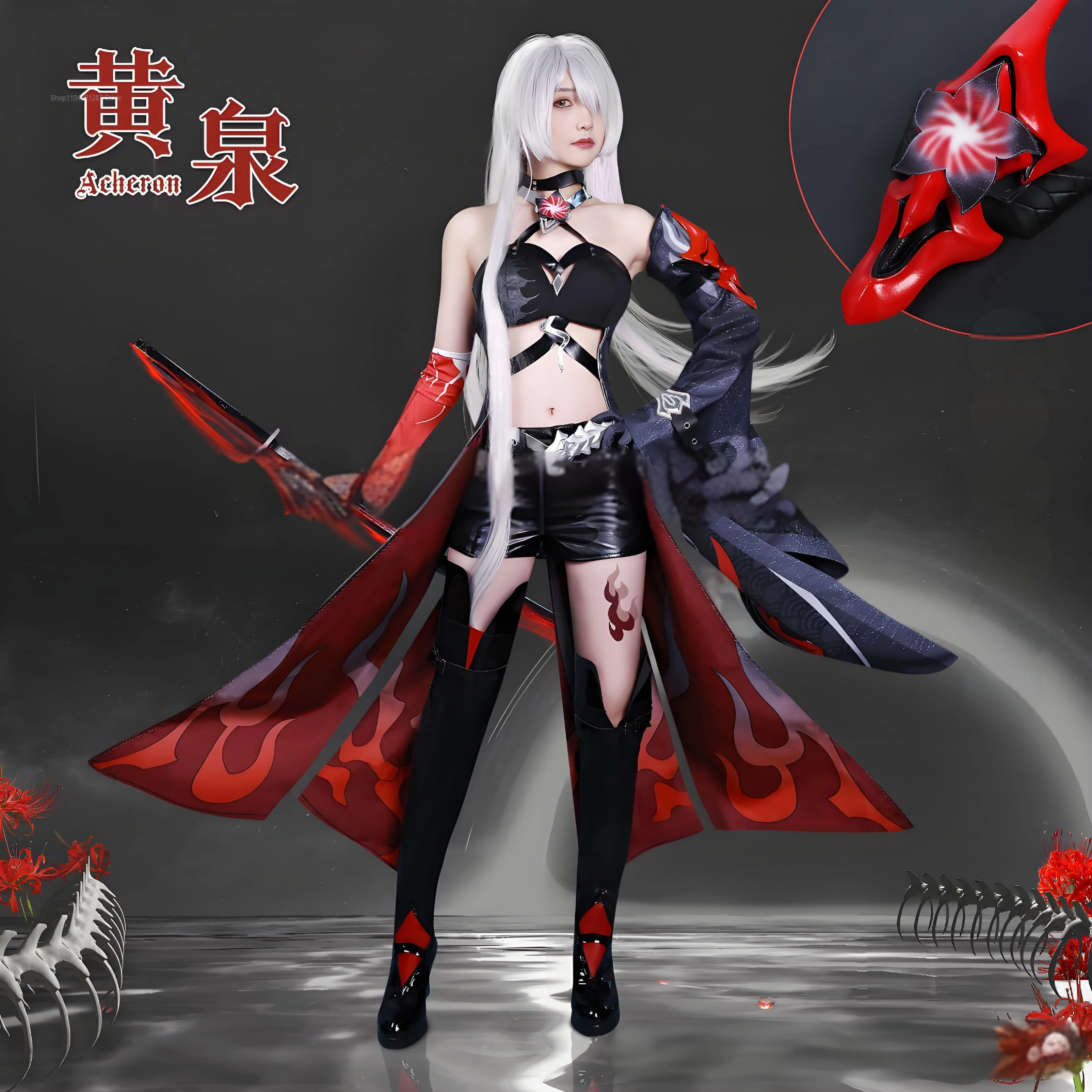 Anime Acheron sexy costume women cosplay Honkai: Star Rail Raiden Bosenmori Mei wig shoes lady dress for halloween party costume