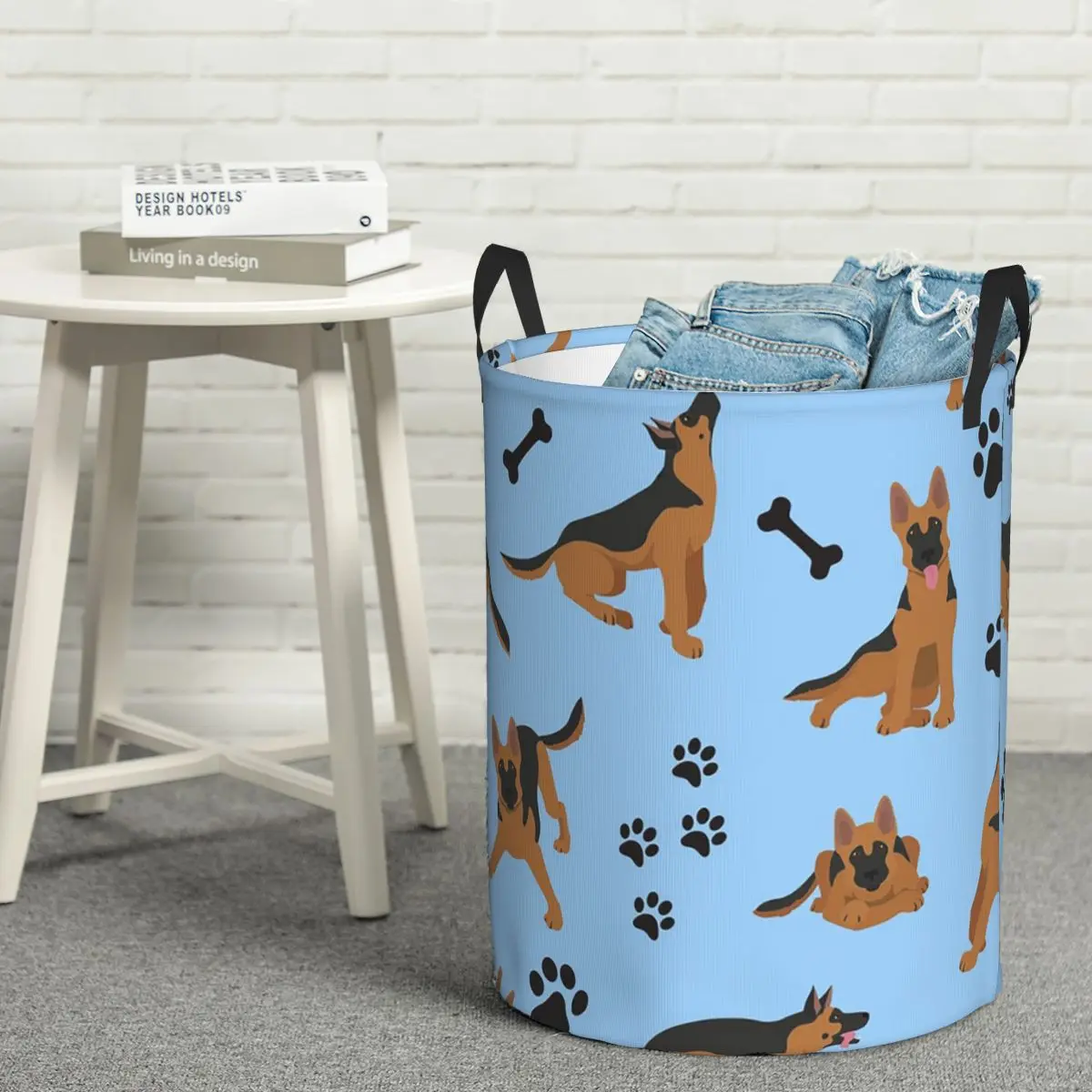 Cesto para la ropa sucia con diseño de pastor alemán en azul, cesto plegable para la ropa sucia, cesto grande para guardar la ropa de bebé, organizador para el hogar
