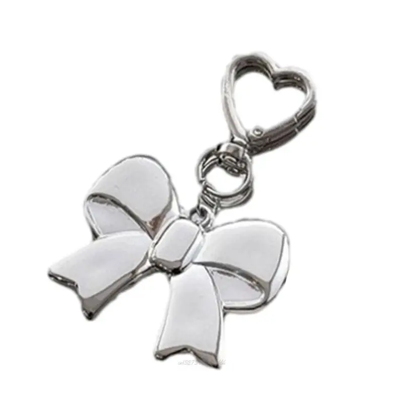 

X5XA Heart Keyring Sweet Bows Keychain Pendant Bowknot Chain Bag Charm for Woman