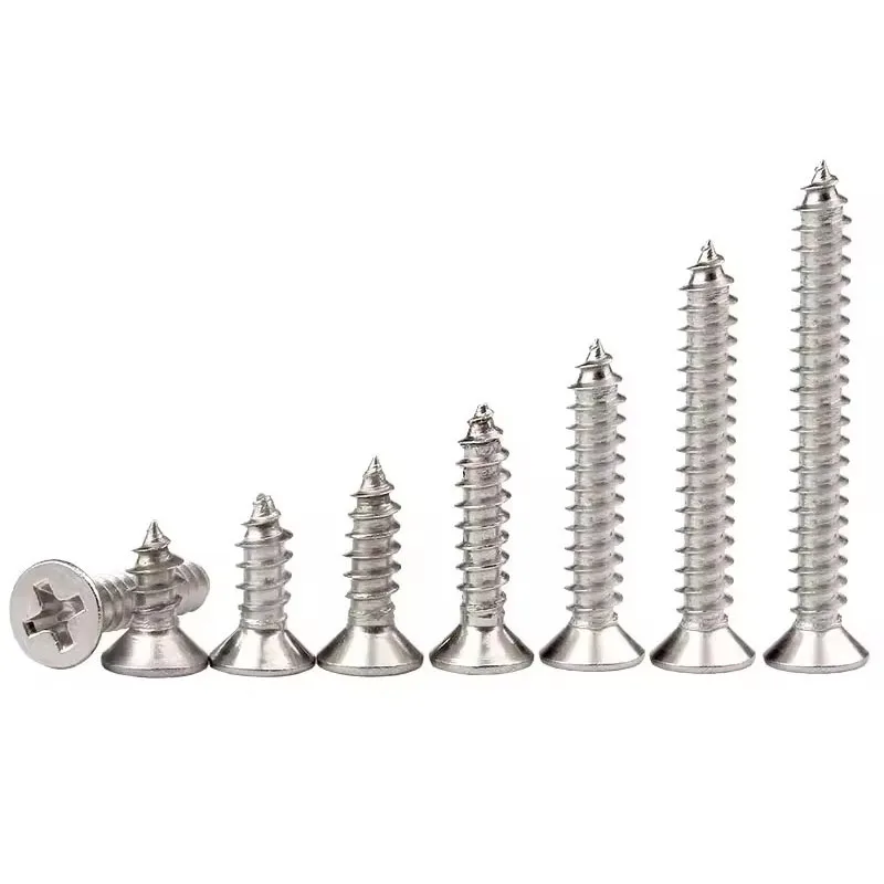 Countersunk Self-Tapping Wood Screws M2M2.2 M2.6M3M3.5M4M6 316 Stainless Steel Phillips-Head Flat-Top Wood Screws Tapping Screws