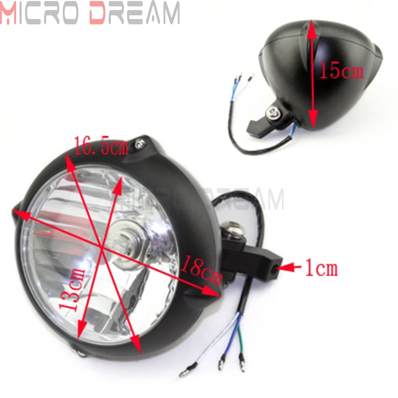 Low Vintage Eared Brass 7inch Headlight For Harley XS 650 Bobber Chopper Custome Honda Scrambler Universal Headlamp Retro Light