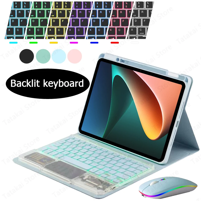 

Clear Keyboard for Xiaomi Pad 5 Mi Pad 5 Pro 11 inch Case with Pen Holder Touchpad Backlit Keyboard BT Wireless Mi Pad 5 Teclado