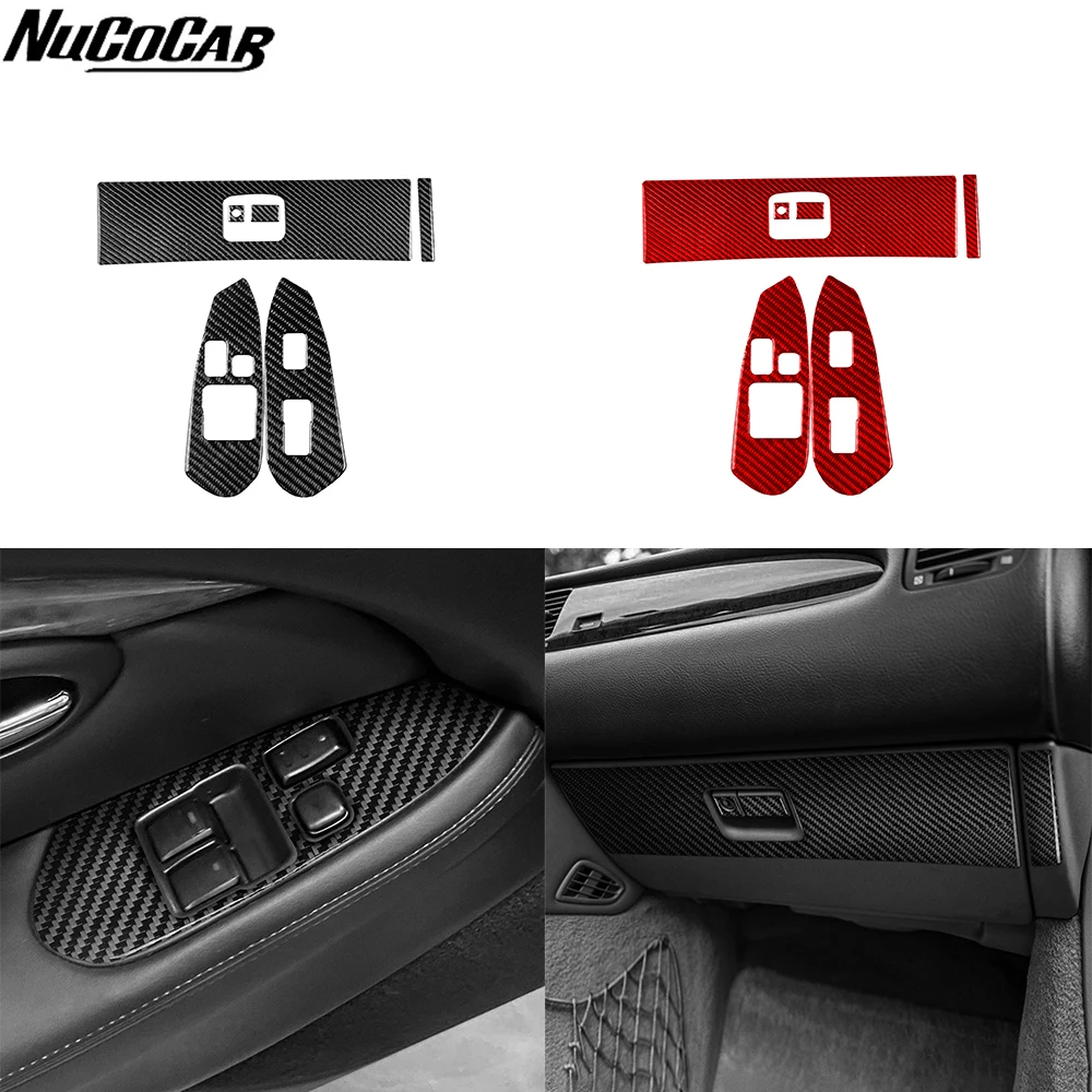 For Lexus SC 430 2002-2010 Carbon Fiber co-pilot Dashboard and Window Lift Panel Car Accessories Interior Decorative Stickers
