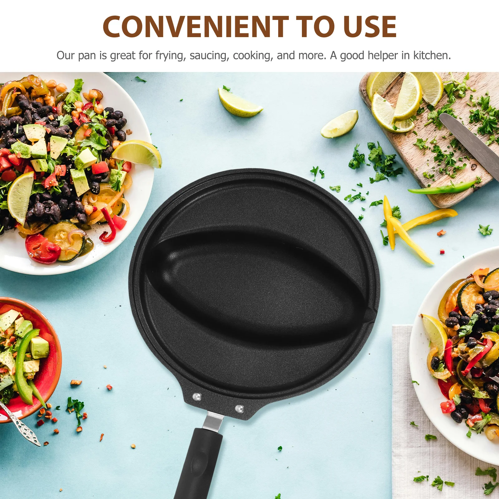 

Omelette Omurice Mold Egg Frying Pan Household Induction Nonstick Black Refined Iron