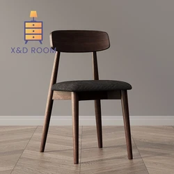 X&D Household Solid Wood Dining Chairs Modern And Simple Nordic Pure Solid Wood Walnut Small Family Chairs High Restaurant Chair