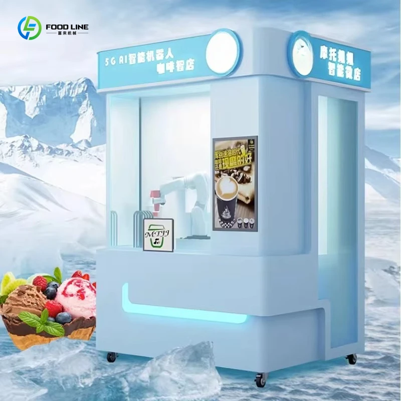 Customized Hot Sale 3-in-1 Fully Automatic Robot Barista Vending Machine For Smoothie Ice Cream Bubble Tea Milk Tea Coffee
