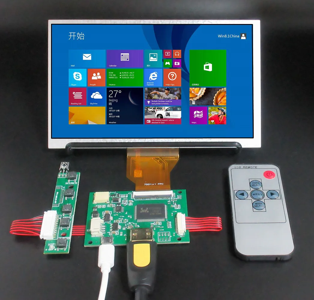 

7 Inch 800*480 Screen Display LCD Monitor Driver Control Board HDMI-Compatible For Lattepanda,Raspberry Pi Banana Pi PC