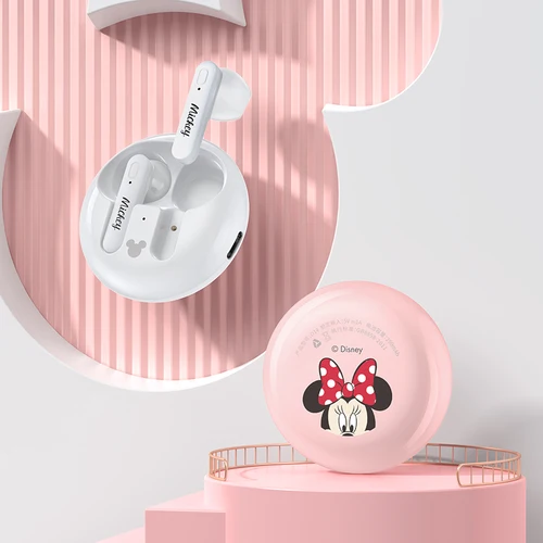 Imagen 2 del producto Dsiney TWS cancelación de ruido Bluettoth auriculares inalámbricos Semi en la oreja dibujos animados lindos auriculares Bluetooth modo de reposo súper largo