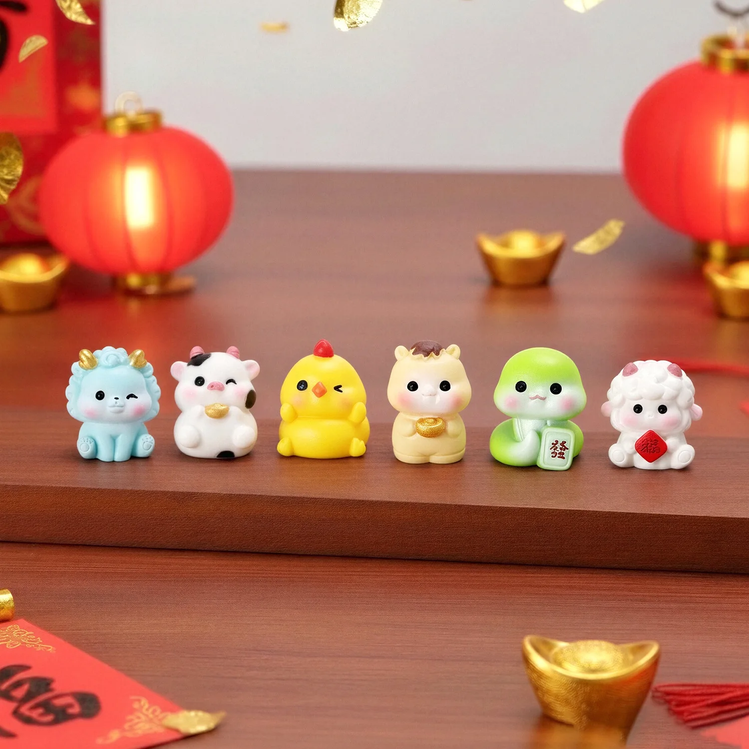 Creative Chinese Zodiac Dolls Cute DIY Desktop Mini Ornaments Zodiac Sign Figurines Decorative Accessories for Home