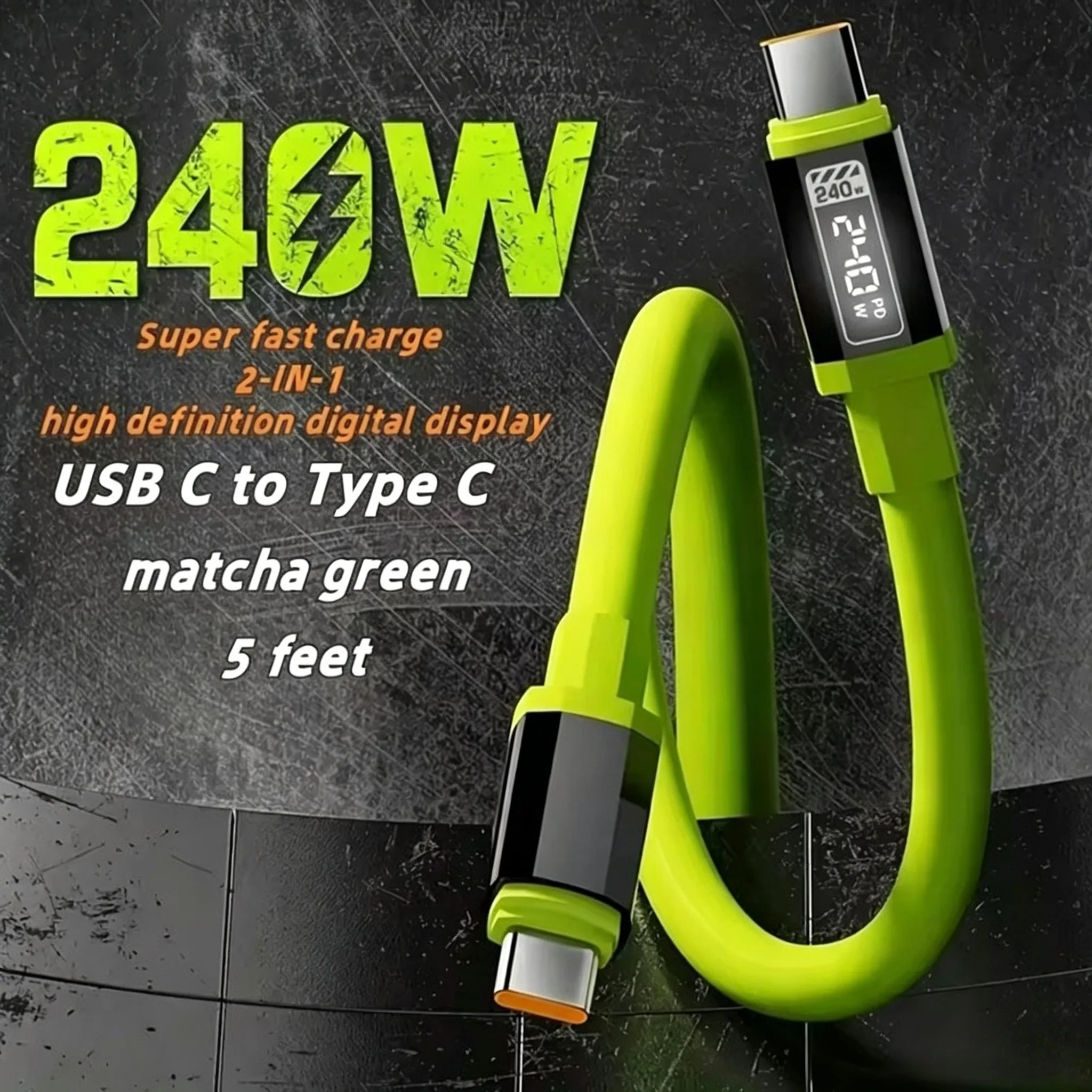240W Type C To Type C Super Fast Charging Cable For iPhone Xiaomi Huawei Oneplus USB C Quick Charger Cord Cell Phone Accessories