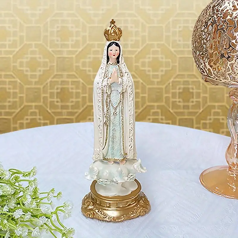 1PC Our Lady of Fatima Blessed Virgin Mary Catholic Religious Gift 8 Inch Colored Resin Statue Figurine
