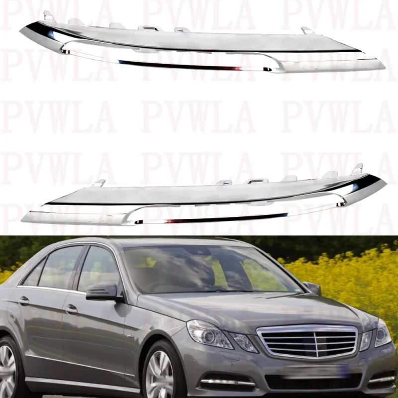 Pair Front Fog Lamp Light  Grille Cover Trim Chromed 2128851574 2128851674 For Benz W212 E250 E300 E350 2009 2010 2011 2012 2013