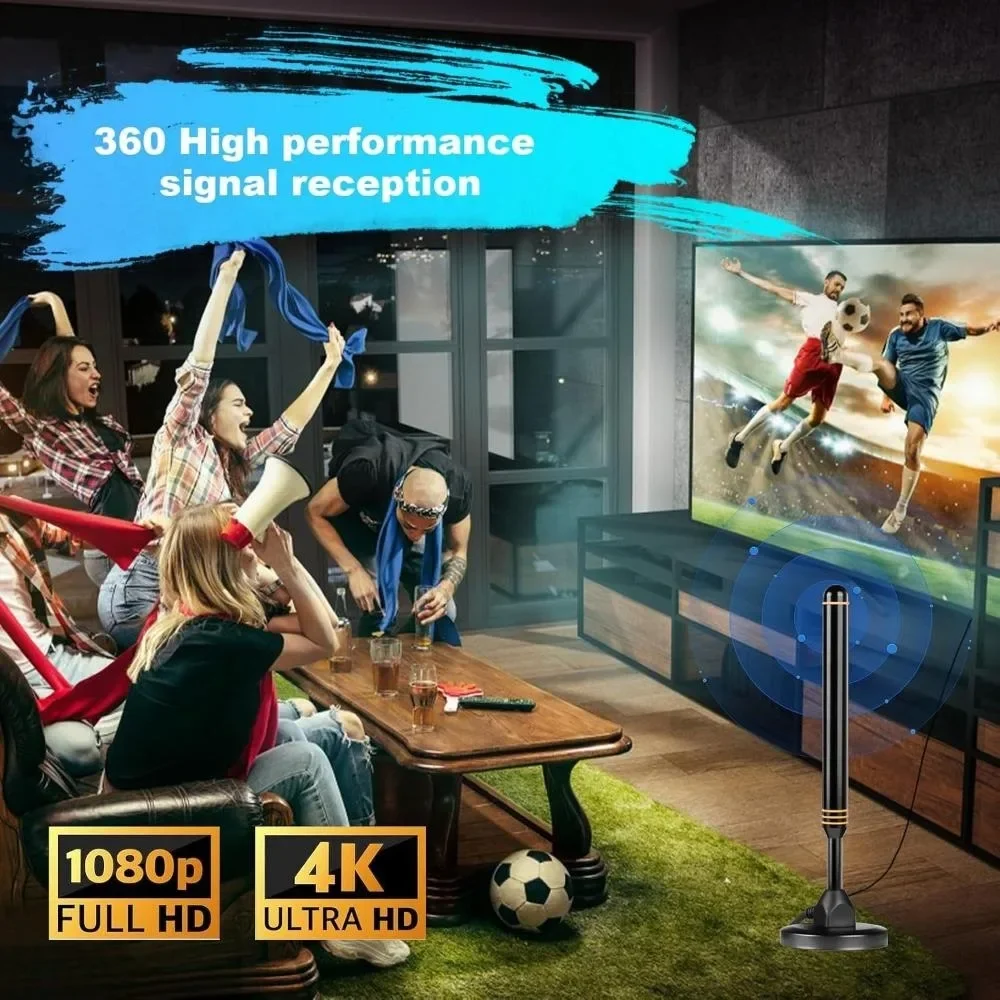 스마트 TV 실내 및 실외용 실내 TV 안테나, 로컬 채널, 디지털 안테나, 400마일 이상 장거리 HD TV, 모든 TV 지원.