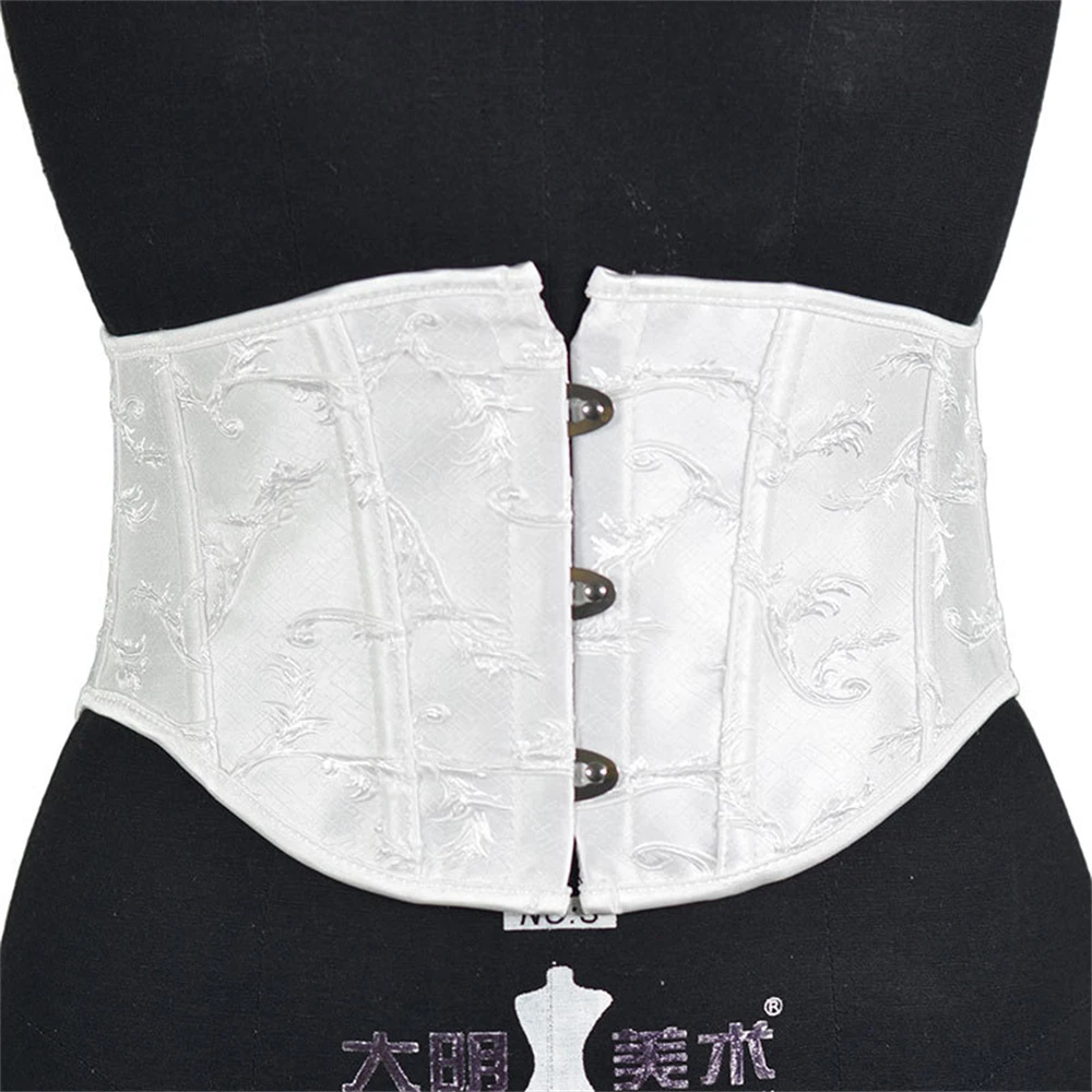 

Vintage Jacquard Underbust Corset Belts Women Lace Up Waist Trainer Shaper Slimming Fashion Bustiers Girdles Black White