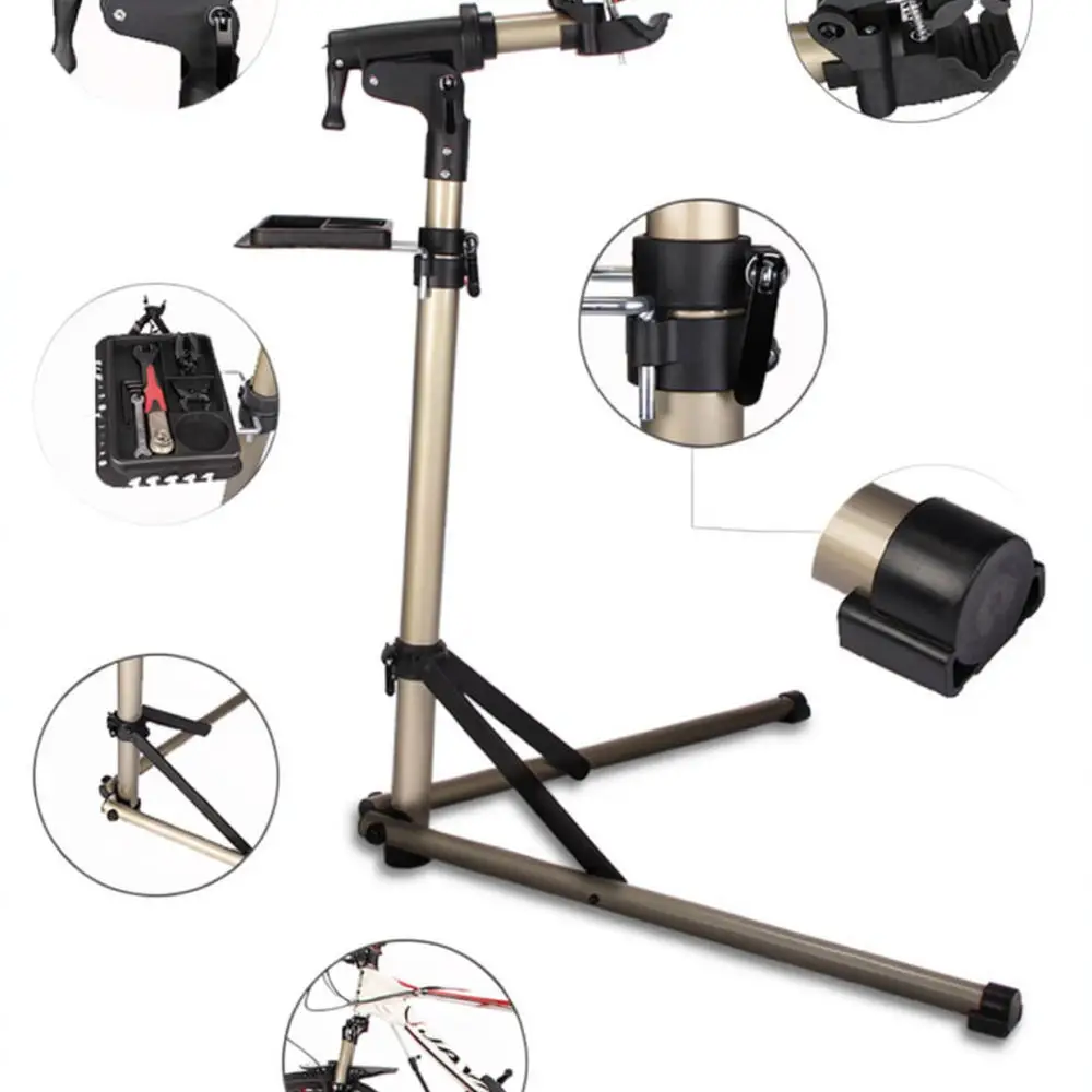 Folding Bike Repair Stand Aluminum Alloy Cycling Maintenance Rack Work Station For Road Mountain Bicycle Mechanic Use