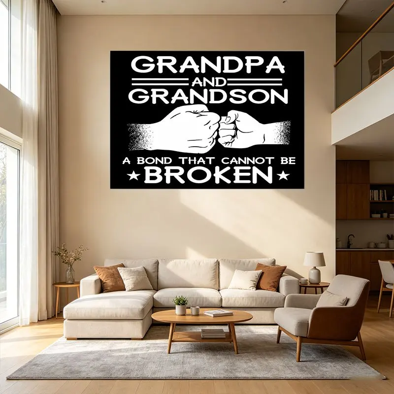 Grandpa and Grandson Bond Cannot Be Broken Family Love Keepsake Wall Art Tapestry Decor