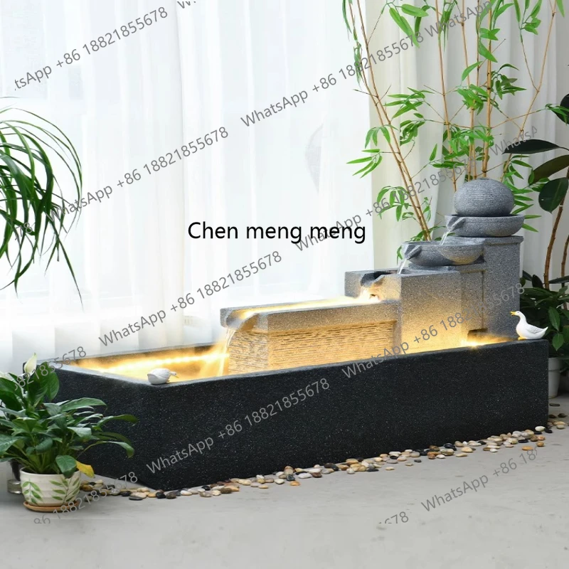 

Modern simple round ball flowing water living room ornament hotel fish pond floor decoration lucky decoration