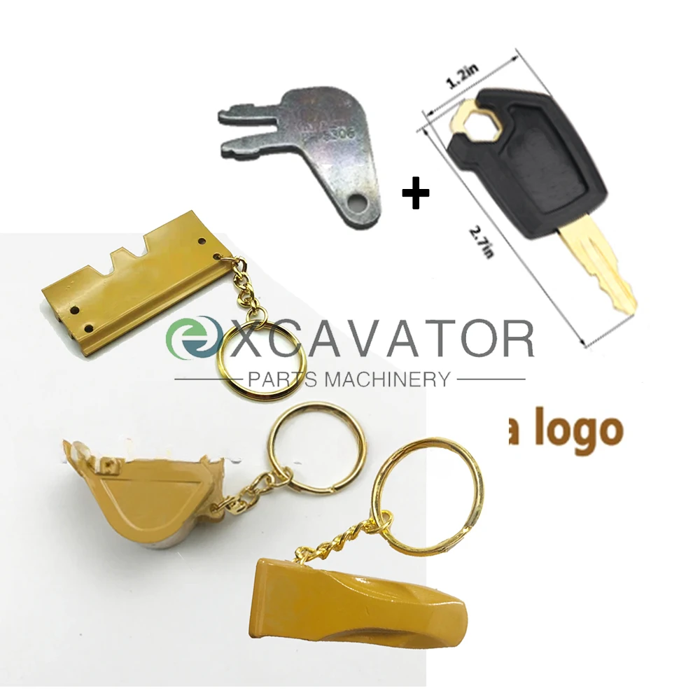 8H5306 5P8500 For Excavator Heavy Equipment Keychain F0002 Ignition Key with Bucket Key Chain