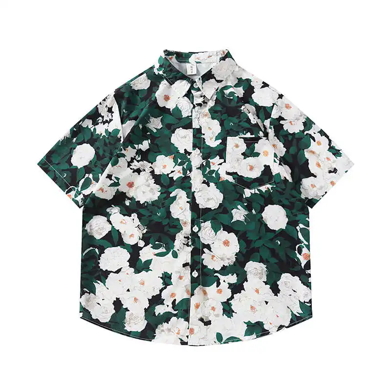 Heren En Dames Hawaiiaanse Bloemenoverhemden Met Korte Mouwen En Trendy Zomervakantie Aan Zee, Casual Losse Dunne Blouse Tops