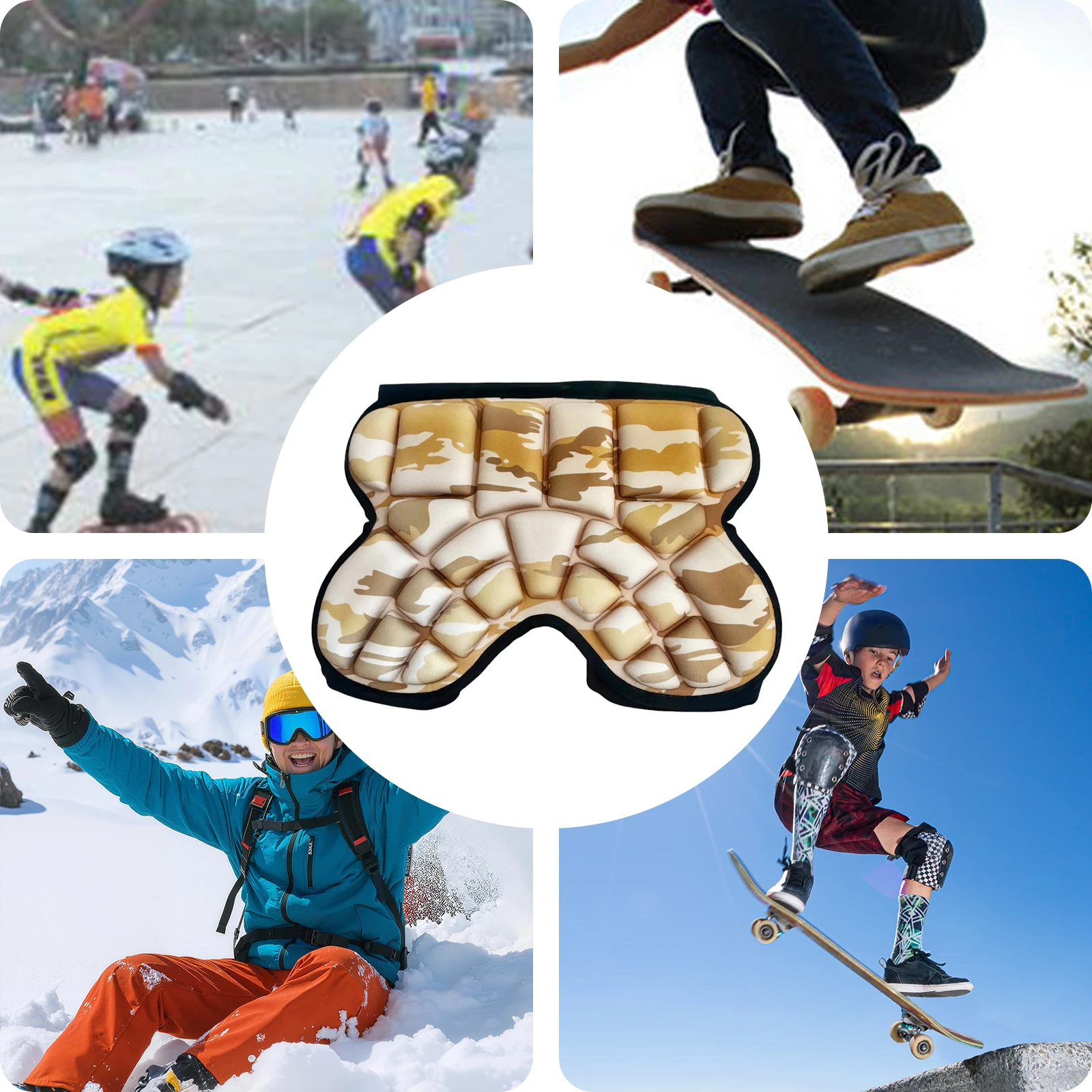 منصات حماية الورك للتزلج سميكة لوحة واحدة حماة الورك التزلج بعقب حماية السراويل للتزلج على الجليد/التزلج