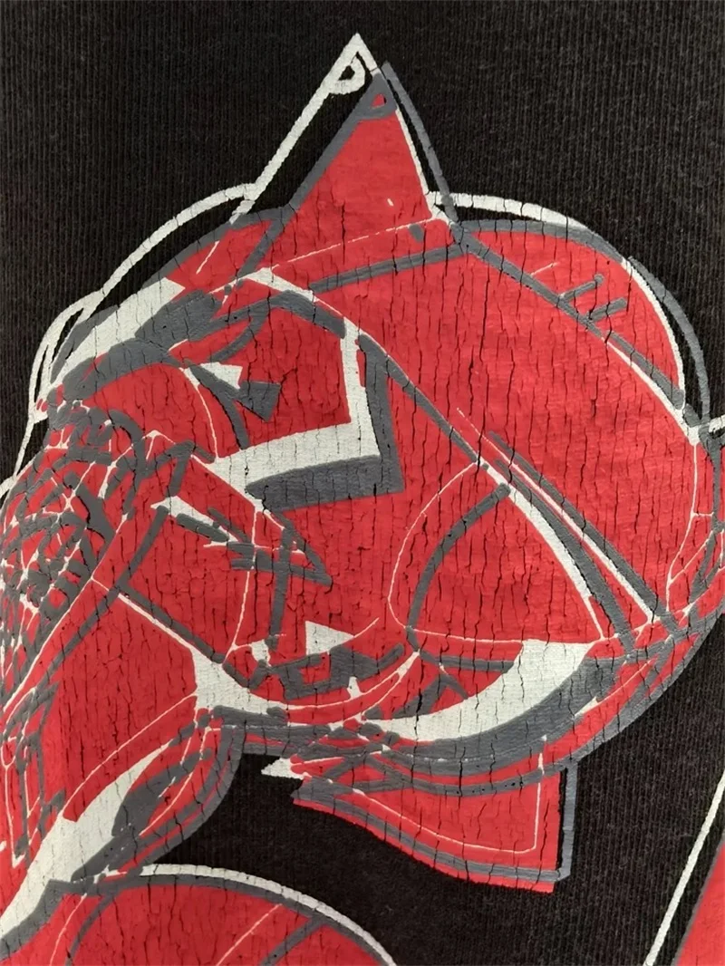 أنيمي الطباعة سانت مايكل بأكمام طويلة تي شيرت الرجال النساء المتضخم غسلها هوديس أسود