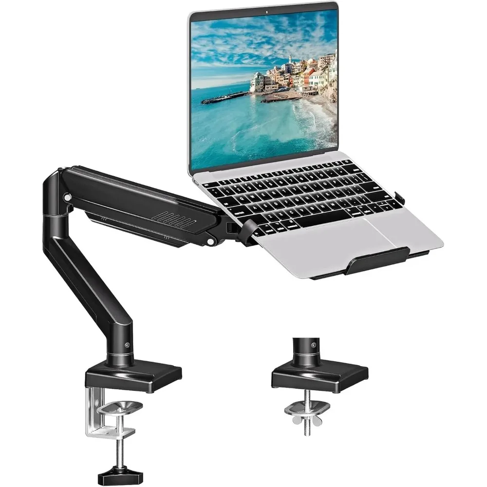 

2-in-1 Adjustable Laptop Stand & Monitor Mount for 17" Notebook & 32" Screen, Holds 2.2-22lbs with Clamp/Grommet