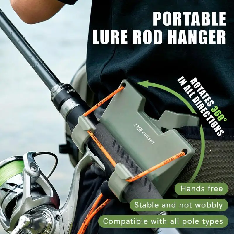 Outdoor Professional Belt Clip Rod Holder Hands-Free Slide Lock 360° Rotation for Freshwater Saltwater Fishing