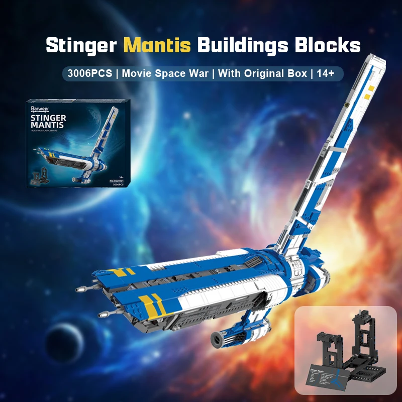 Klemmbaustein Stinger Mantis Raumschiff 3006 Teile, Technik-Bausteine, interstellares Schiff Film Weltraumkrieg S-161, drei Formen. Modellbausatz, Jungen Spielzeug, Erwachsene/Kinder Geschenk