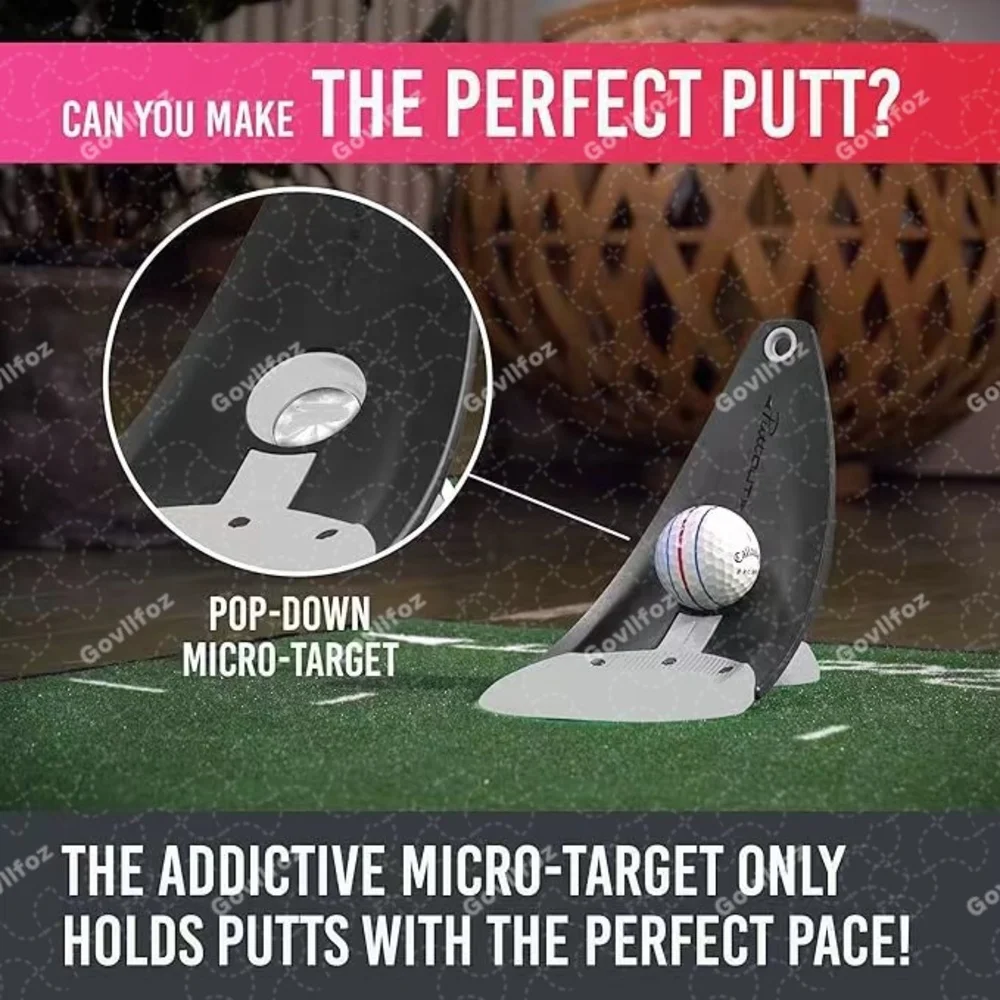 Portable Golf Putter Practice Tool Alignment Stick Holder Foldable Design Stability Indoor Outdoor Triple Aim Points Spiked Base view 6