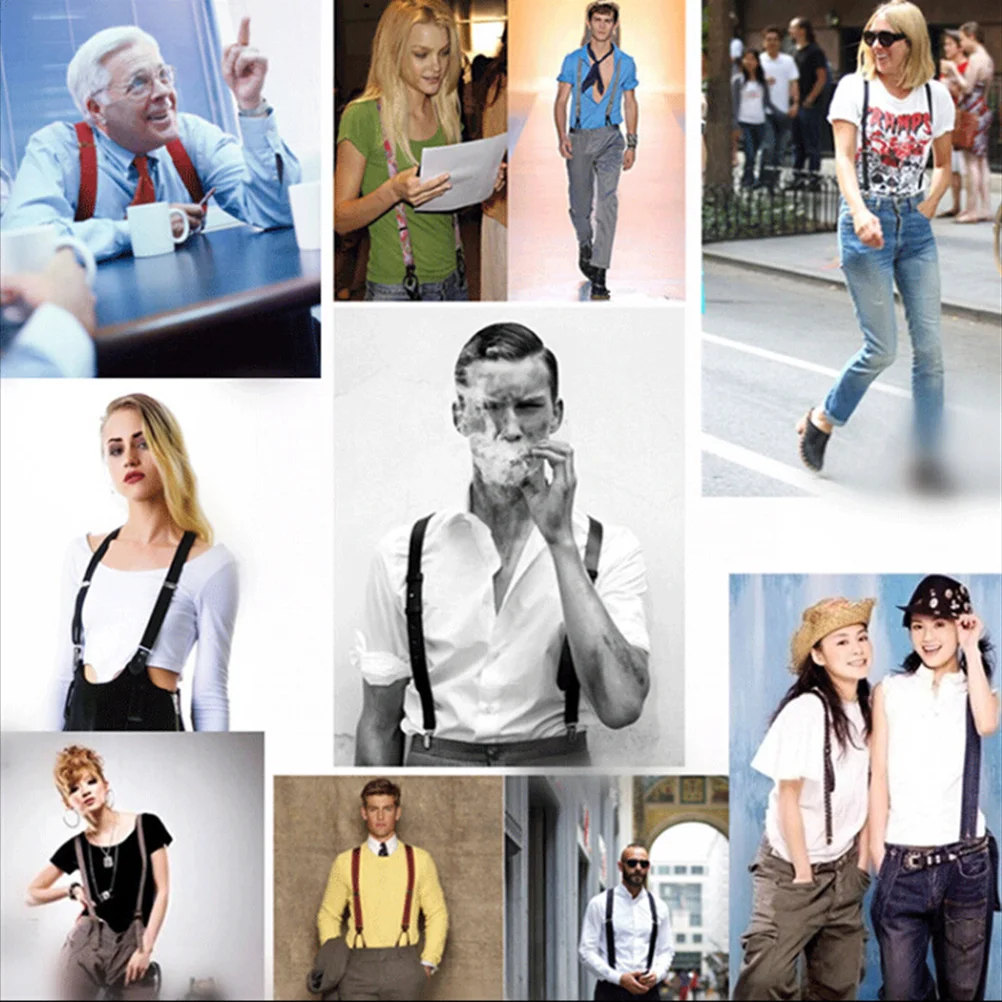 1 زوج زر الظهر 110X2 سنتيمتر Y-الظهر حزام مطاط قابل للتعديل للرجال النساء بنطلون جينز الحمالات مع أزرار للجنسين الأسود #5