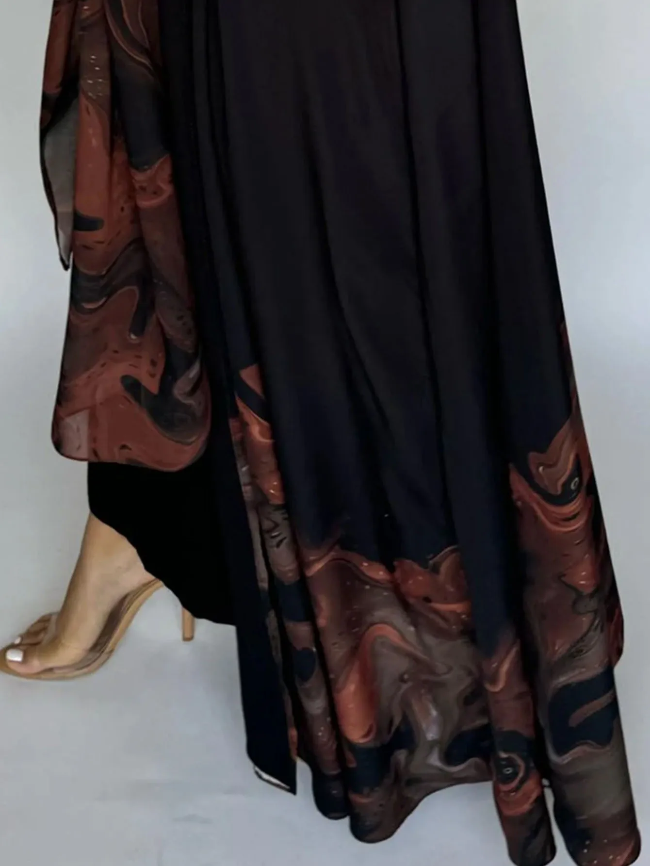 Middle Eastern Loose Open Front Abaya Muslim Full Sleeve Printed Abayas Turkey Kaftans Women Jilbabs Islamic Maxi Dresses