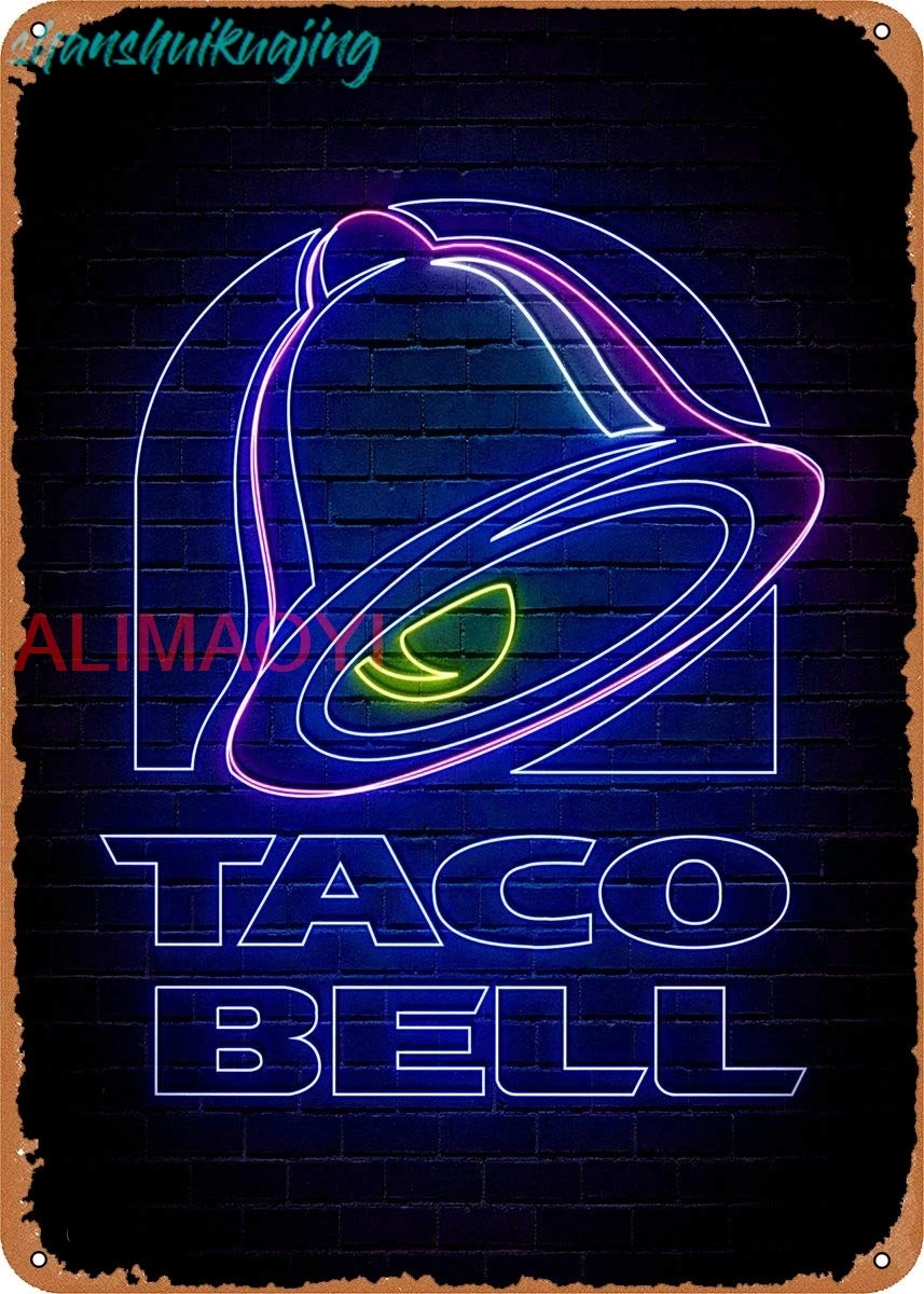 YFSIGN Taco Bell - Retro Metal Tin Sign Vintage Plaque Poster for Home Kitchen Bar Coffee Shop 12x8 Inch, 8inch*12inch sign