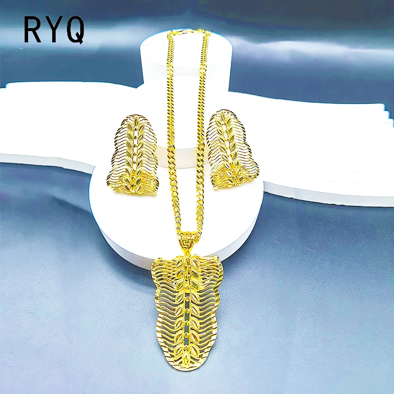 RYQ Jewelry 2022 the Neck Women Women's Two Piece Elegant Luxury Fashion Choker and Earrings Set Earings Cheap Sets Female Woman