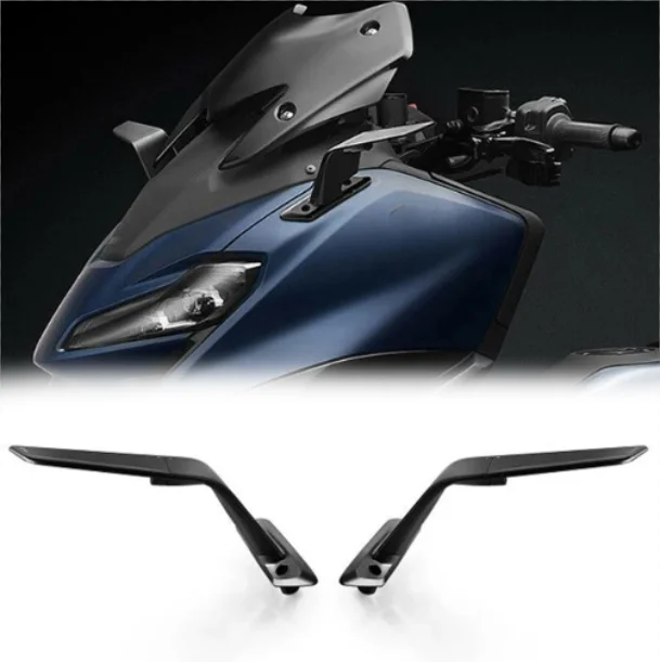 Hoge Kwaliteit Motorfiets Achteruitkijkspiegel Hd Blauw Reflector Spiegel Zwart Aluminium Achteruitkijkspiegels Voor Yamaha TMAX560 2022-2023
