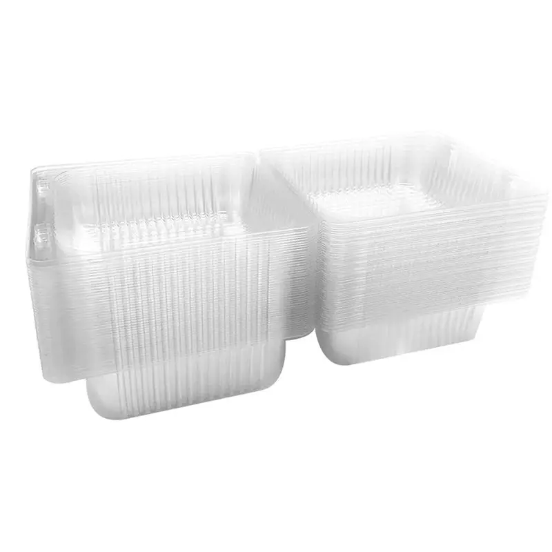 200Pcs Single Individual Cake Slice Boxes Dessert Containers Cheesecake Boxes Stackable Square Boxes Clear Food Boxes-AT30