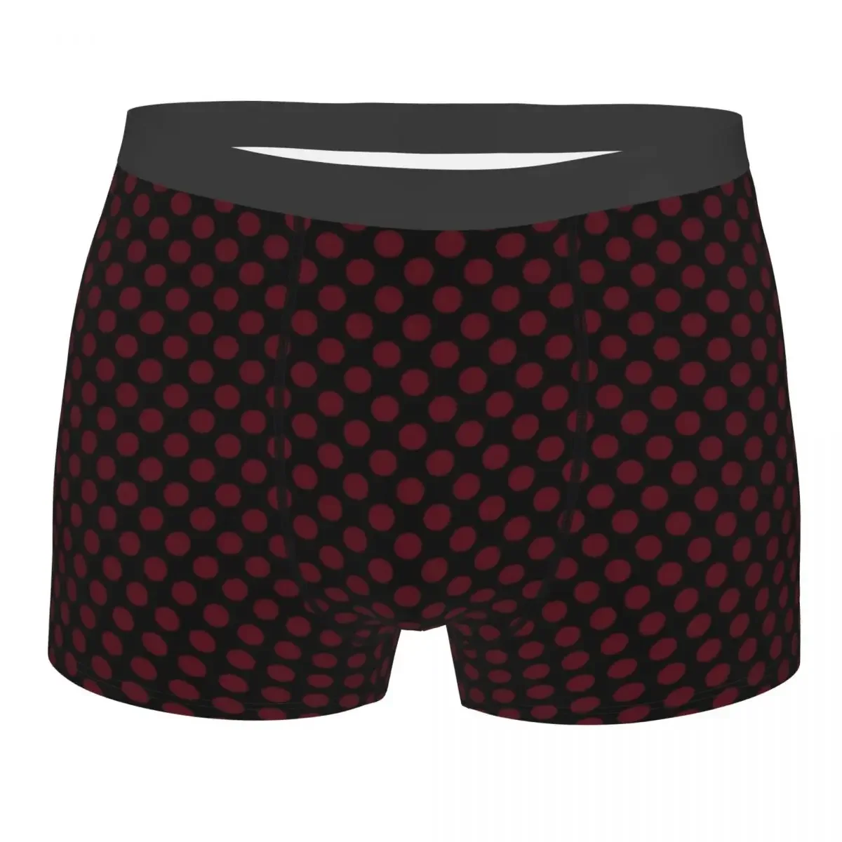 Black And Garnet Polka Men Boxer Briefs Breathable Funny Underwear Top Quality Print Shorts Gift Idea