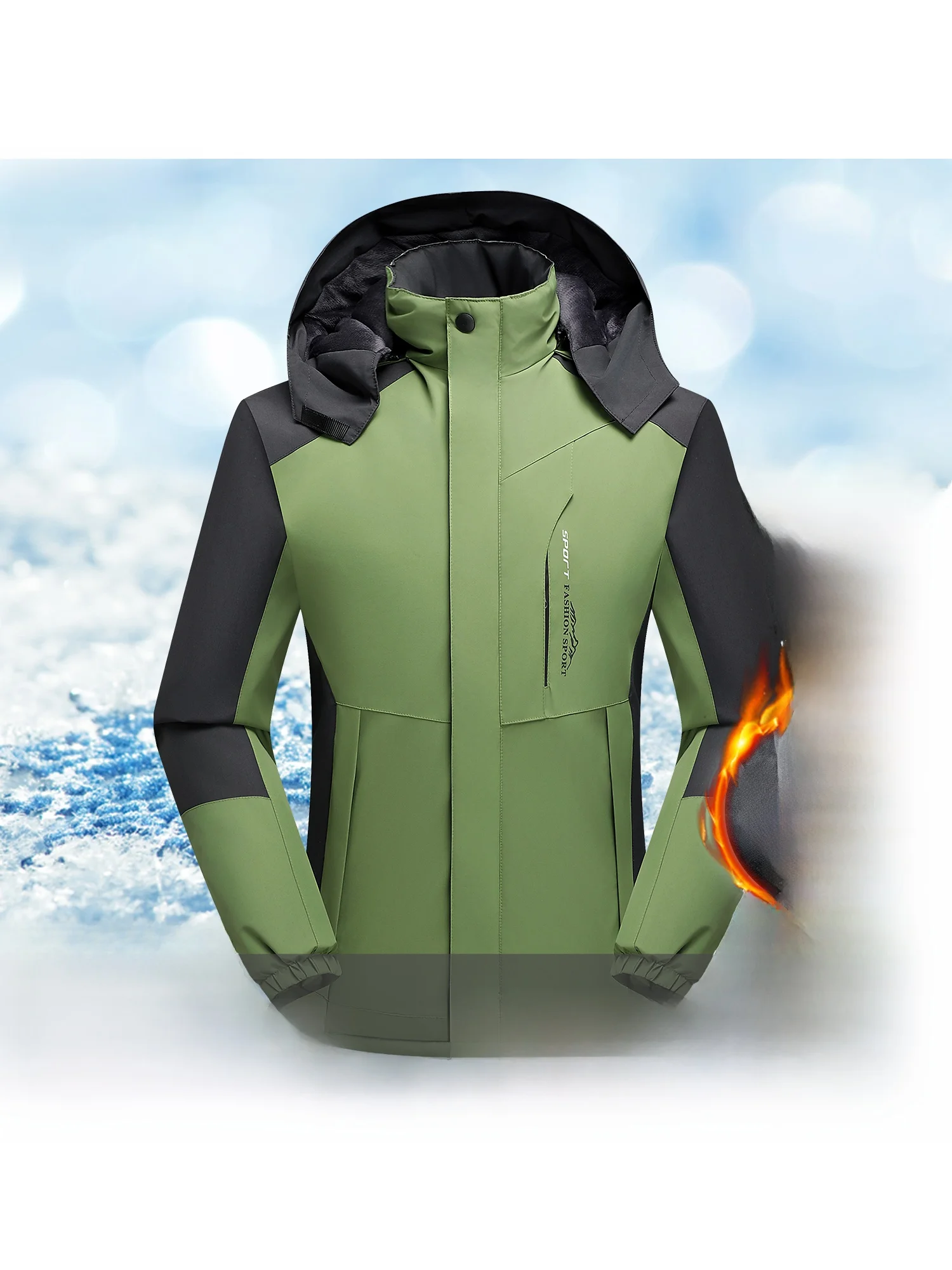 

Thiened Fce Winter Jaet ex Workwear Cotton Padded Coat Windproof Mountain Climbing Suit Large Size Polyester Fiber