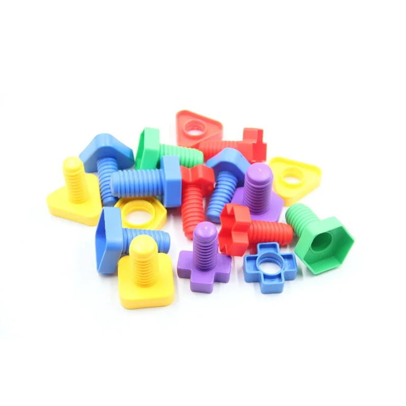 10 مجموعة المسمار اللبنات البلاستيك إدراج كتل الجوز شكل لعب للأطفال ألعاب تعليمية نماذج مقياس مونتيسوري