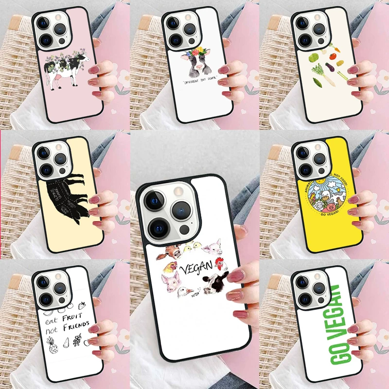 Vegan Vegetarian Quotes Phone Case Cover for iPhone 16 Promax 15 Pro 13 14 Plus 11 12 Mini XR XS MAX Coque