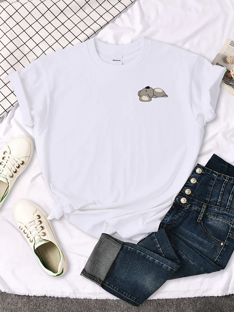

Koala Lying Flat on The Ground Sleeping Print Woman Tshirt Street Oversize Tshirt Fashion Oversize Top Sports New Women T-shirts