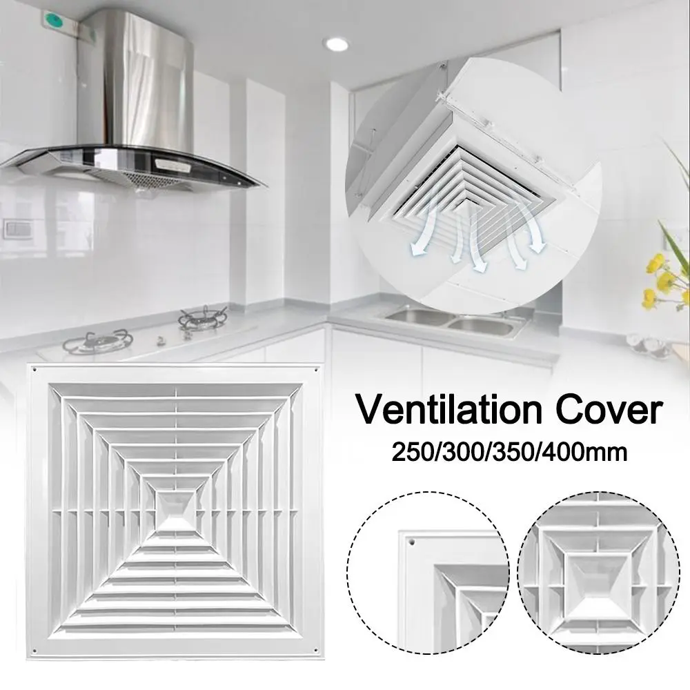 New Plastic Air Vent Grille With Flaps Square Duct Heating Vents White Silent Operation Exhaust Fan Cover Kitchen