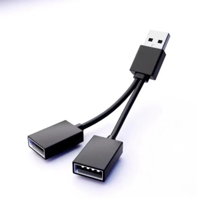 

High quality 2 In 1 Out USB HUB Car Splitter Cable Hub Multifunction Adapter Cord Charging Cable for iPhone Android Smart Phone