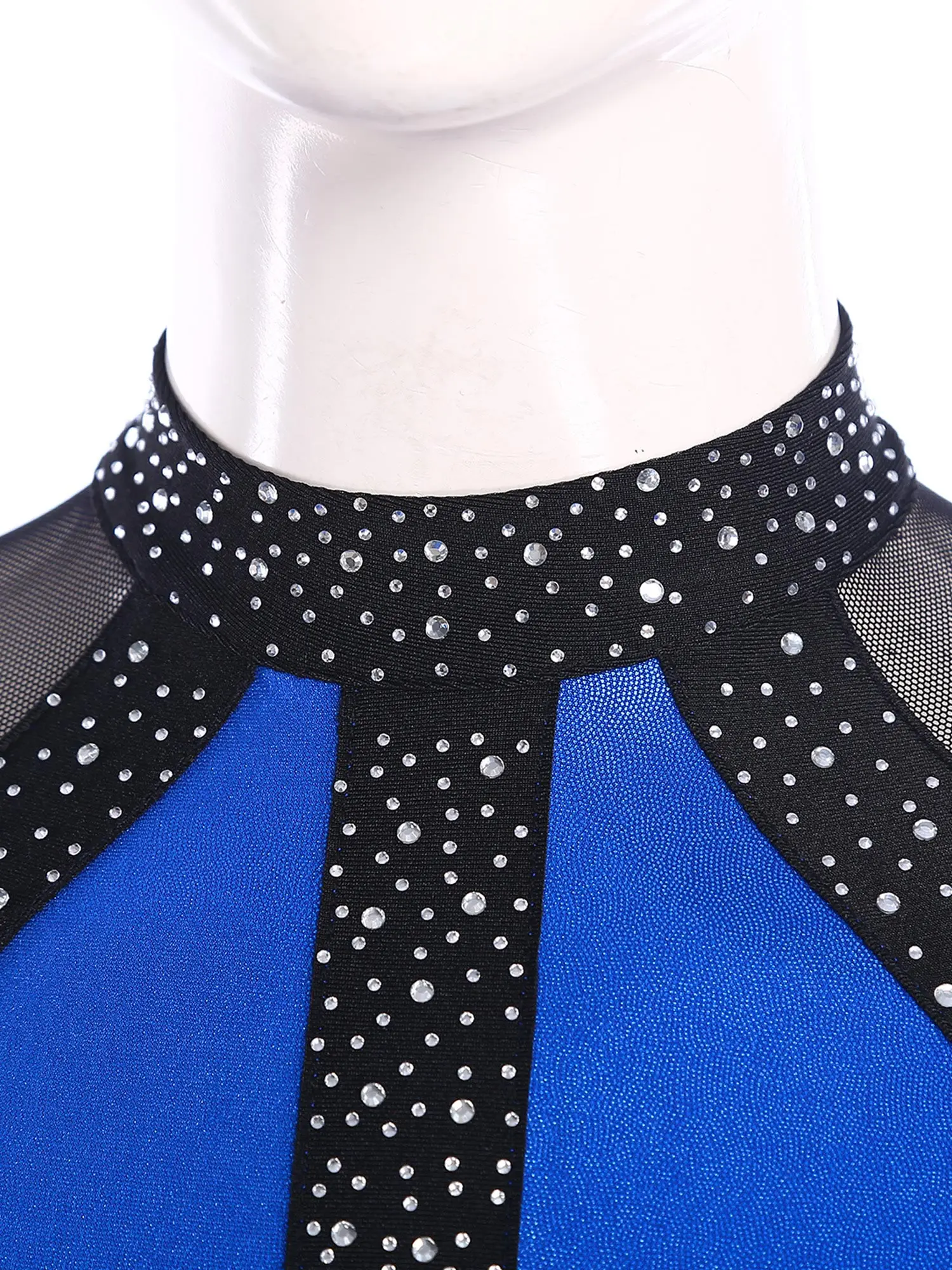 Damski strój gimnastyczny do gimnastyki artystycznej, łyżwiarstwa figurowego, akrobatyki, kombinezon do występów, zdobiony cyrkoniami, z długim rękawem, do baletu, taniec, unitard na całe ciało.