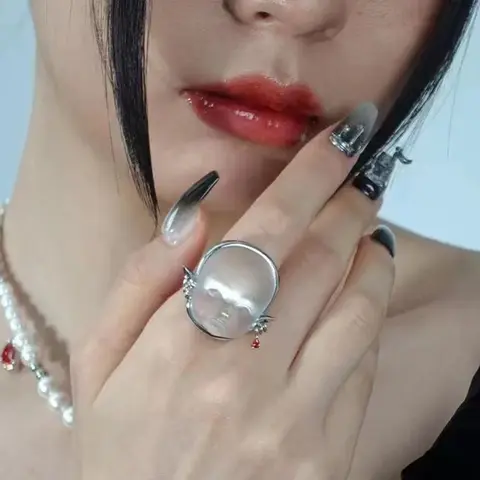 Baby Face Justerbar Ring Öppna Ringar Mode Virkade Fingerlegering Material Y2K Ringar Smycken Present För Kvinnor Flickvän Partihandel 10 best sales finurliga smycken - №3