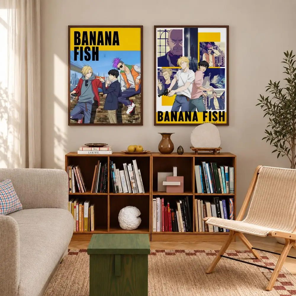 Dramatic Crime Anime Banana Fish Poster Self‑Adhesive Waterproof Poster Sticker Coffee House Bar Wall Art Home Decor