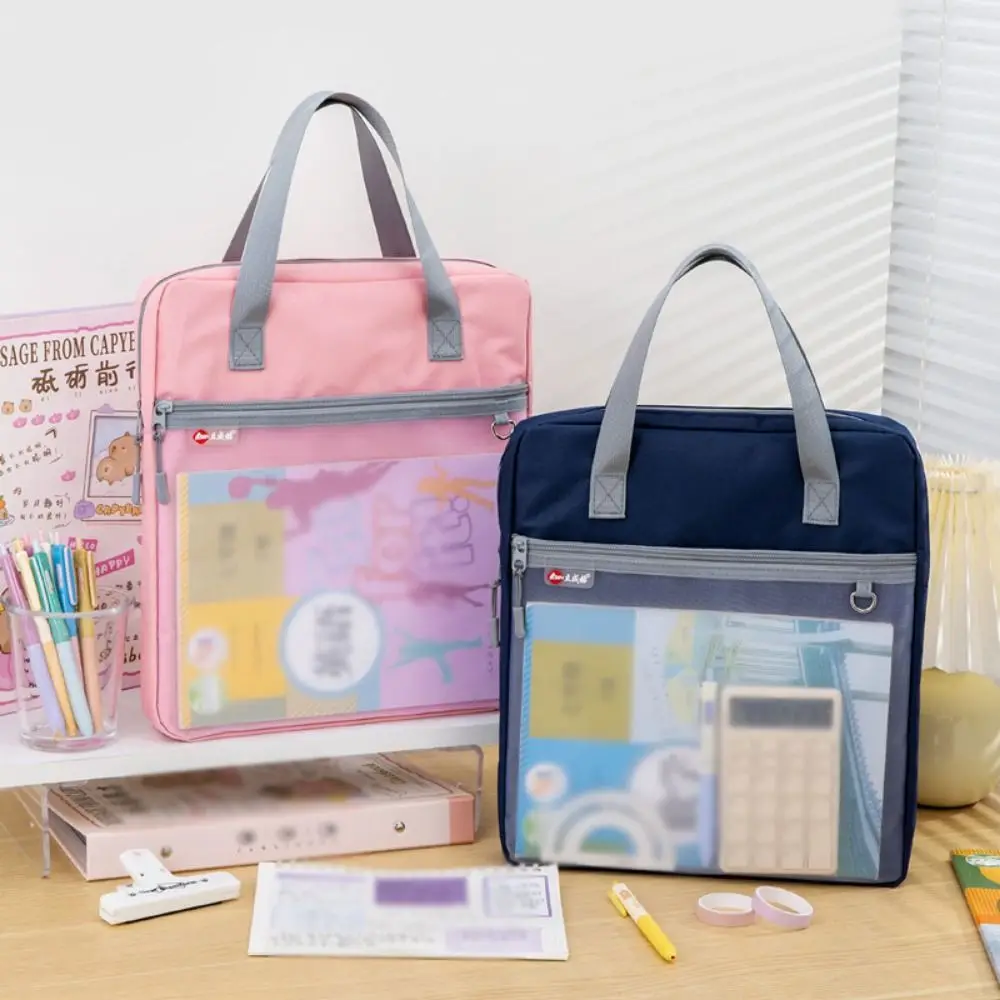 

Portable Book Storage Bag Waterproof Large Capacity A4 File Organizer with Handle Dustproof Document Storage Bag