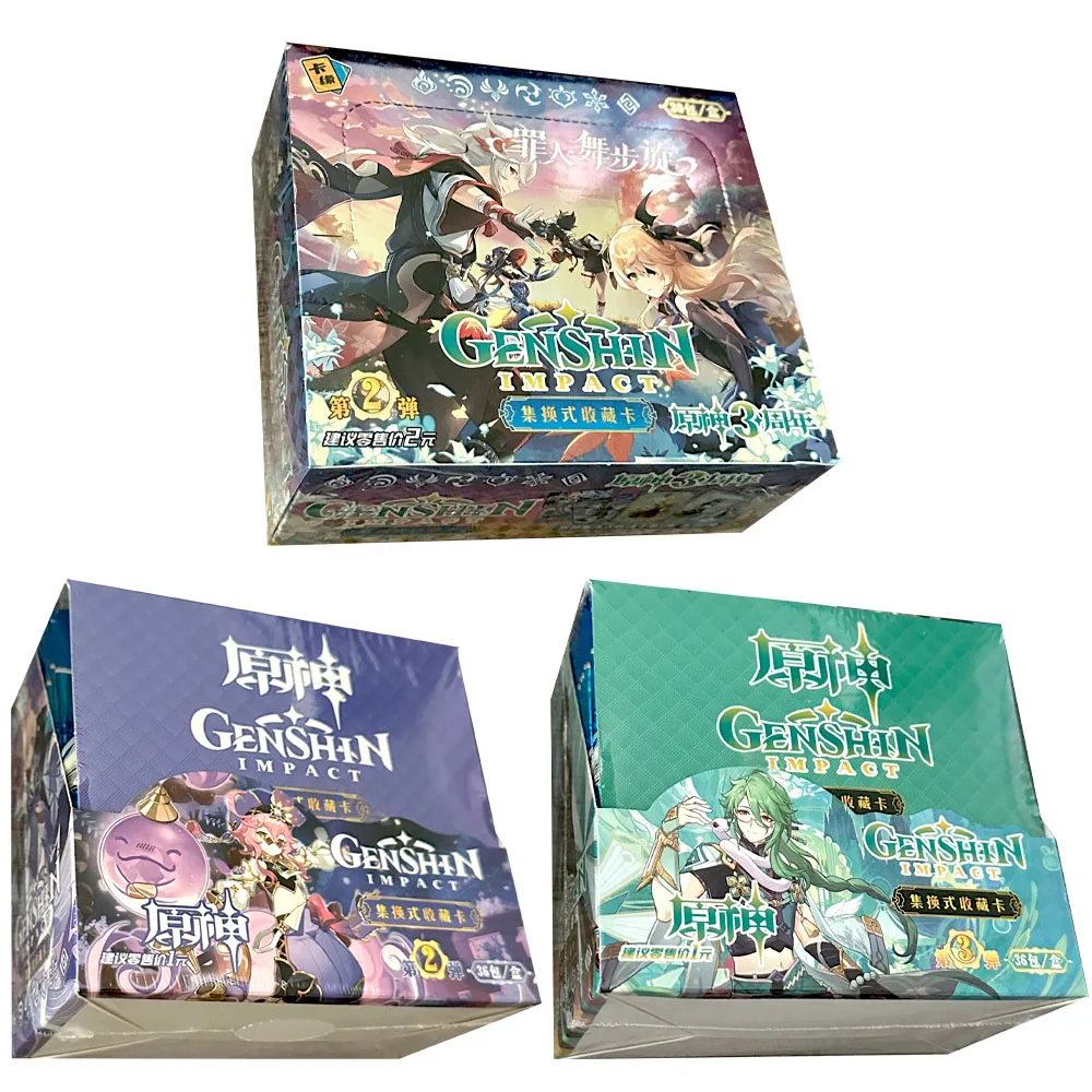 Latest Genshin Impact Cards Anime TCG Rare Character Card Box Children\'s Toy Birthday Gift