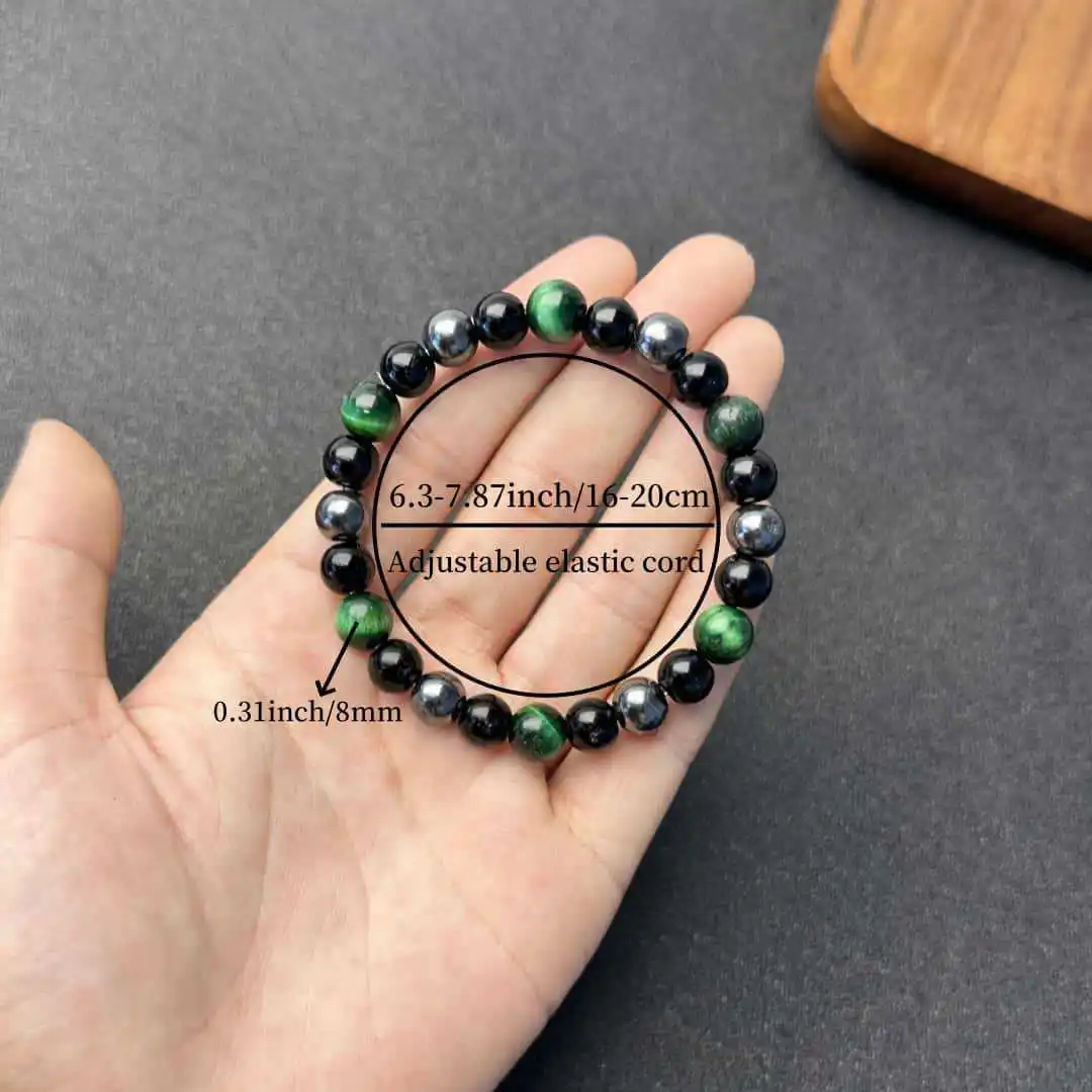 Natural Black Stone Green Tiger Eye Obsidian Fashion Bracelet Power Energy Protect Crystal Women Light Luxury Jewelry Fine Gifts